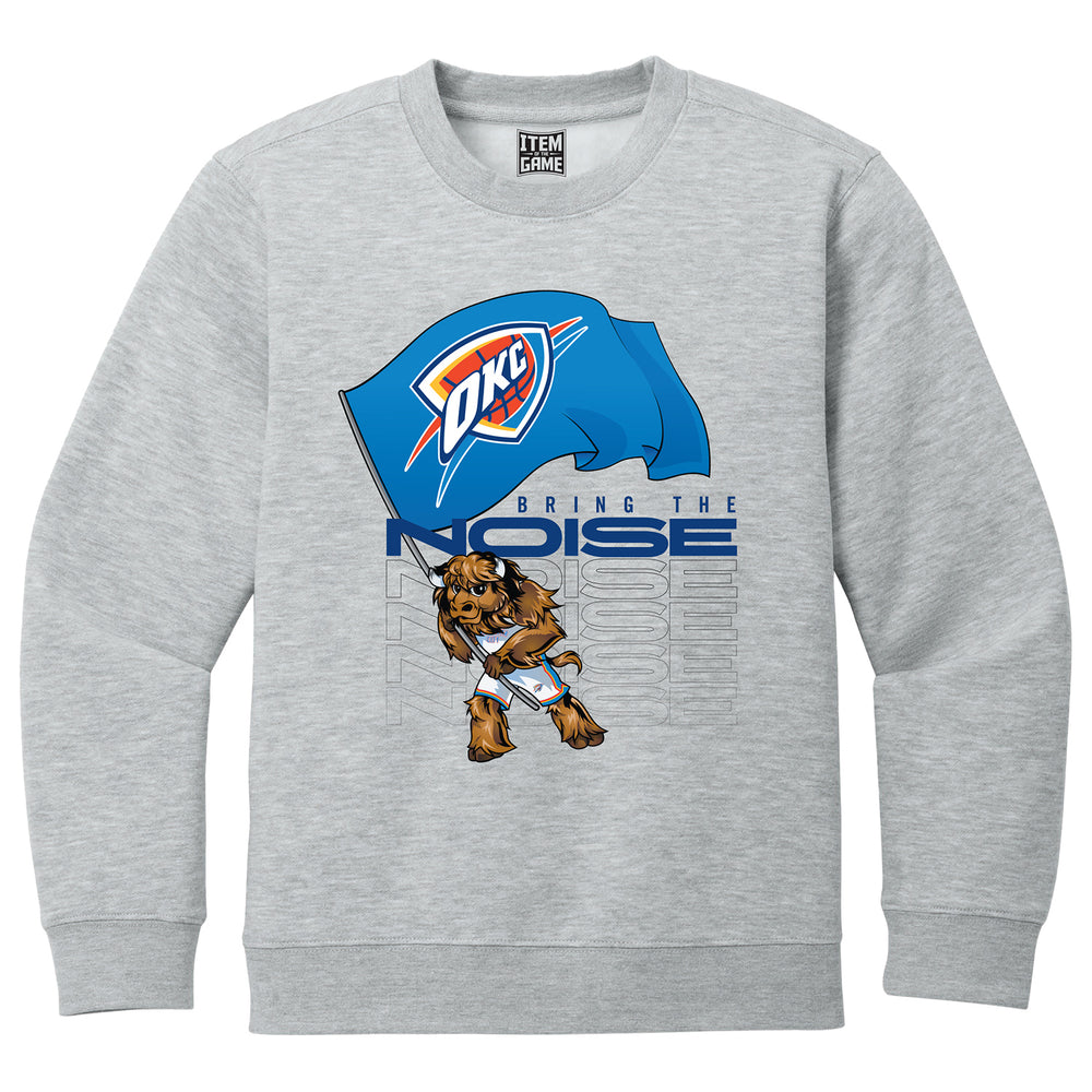 YOUTH OKLAHOMA CITY THUNDER RUMBLE FLAG CREW NECK SWEATSHIRT