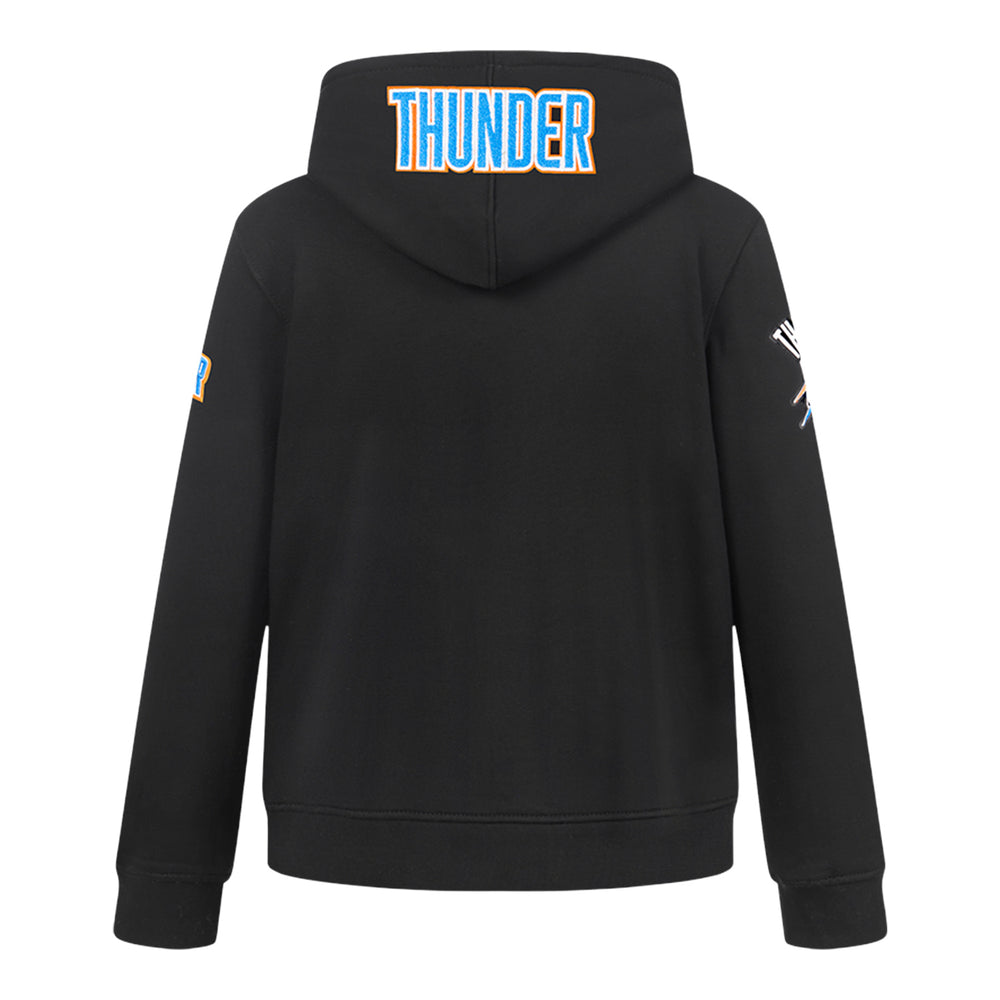 Youth Oklahoma City Thunder Classic Fleece Full Zip Hooded Sweatshirt in Black - Back View