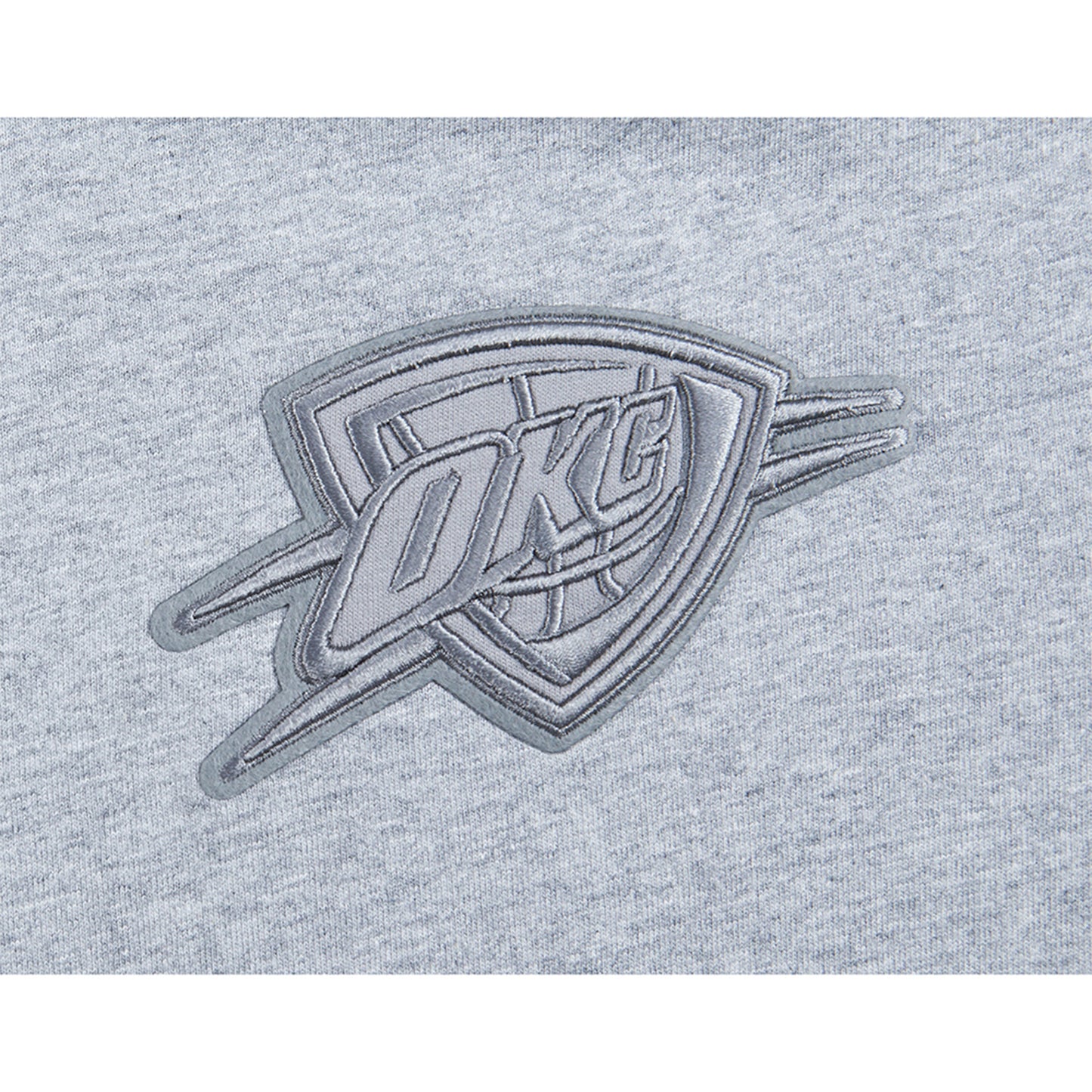 Youth Oklahoma City Thunder Pro Standard Tonal French Terry T-Shirt in Grey - Chest Detail