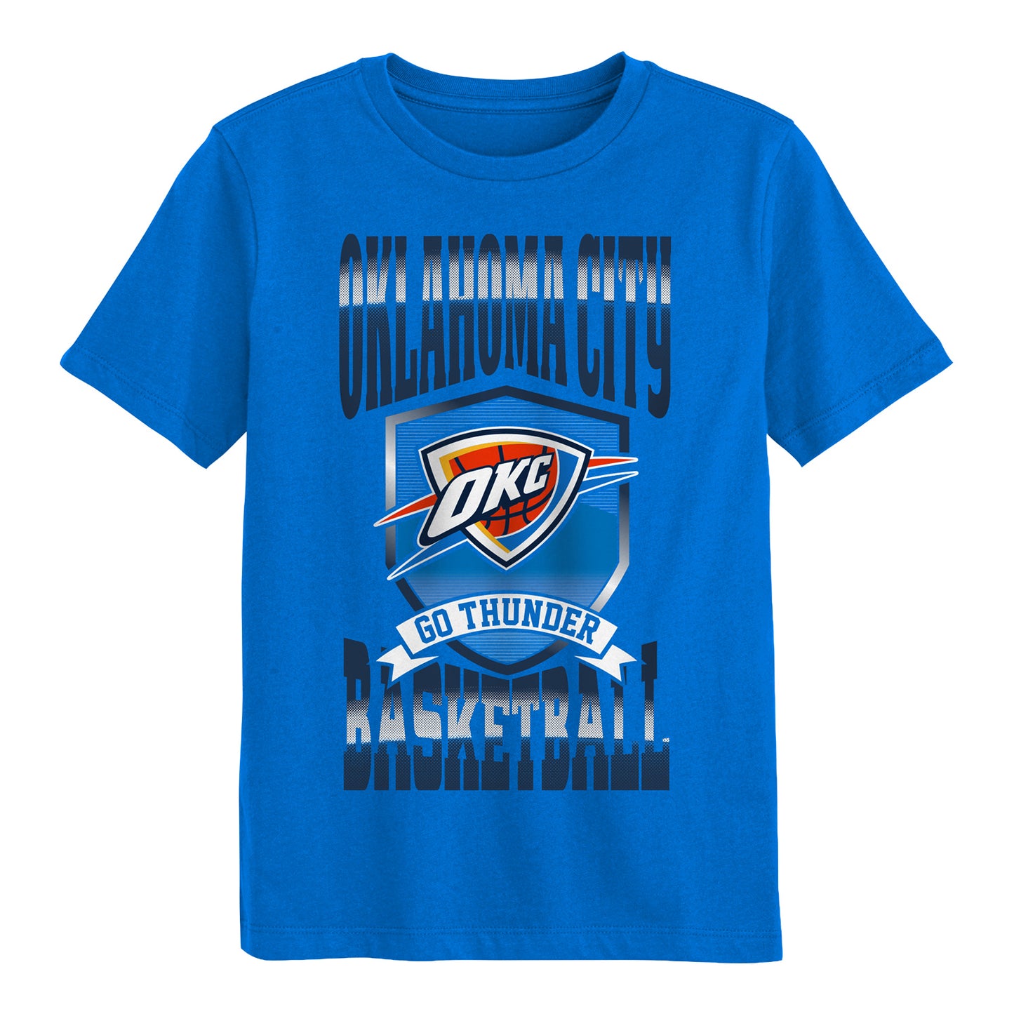 Juvenile OKC Thunder Outerstuff Big Shield T-Shirt in Blue - Front View