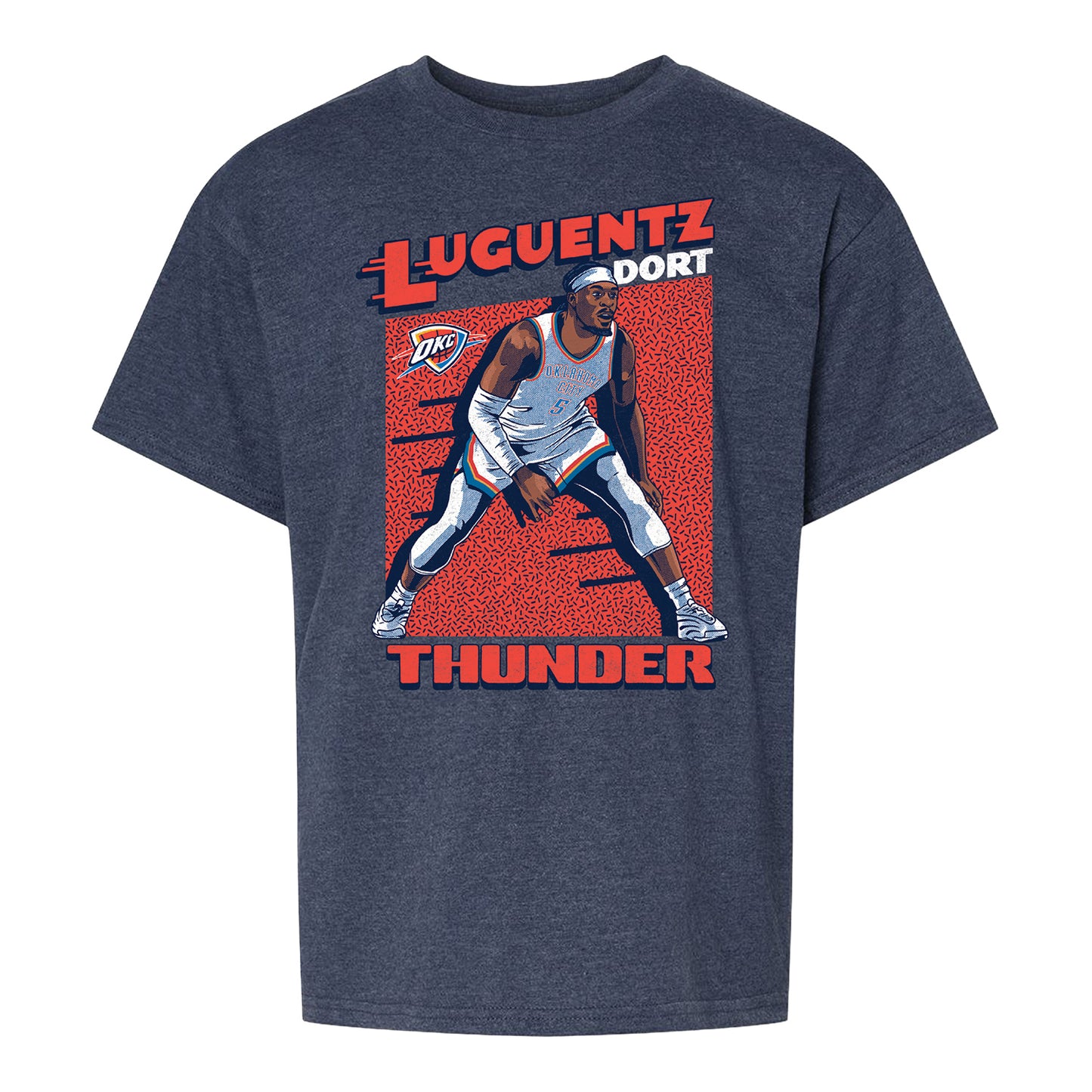 Youth Oklahoma City Thunder Lu Dort Action T-Shirt in Navy - Front View