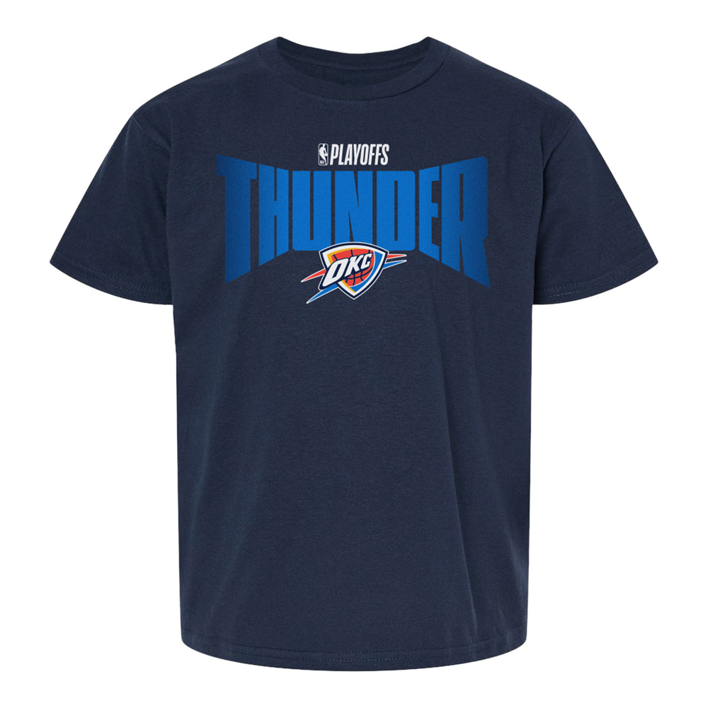 YOUTH OKLAHOMA CITY THUNDER 2025 PLAYOFFS WALL TEXT T-SHIRT