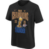 Youth Oklahoma City Thunder 2025 NBA Champions Nike Locker Room T-Shirt in Black - Front Left View