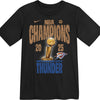Juvenile Oklahoma City Thunder 2025 NBA Champions Nike Locker Room T-Shirt in Black - Front View