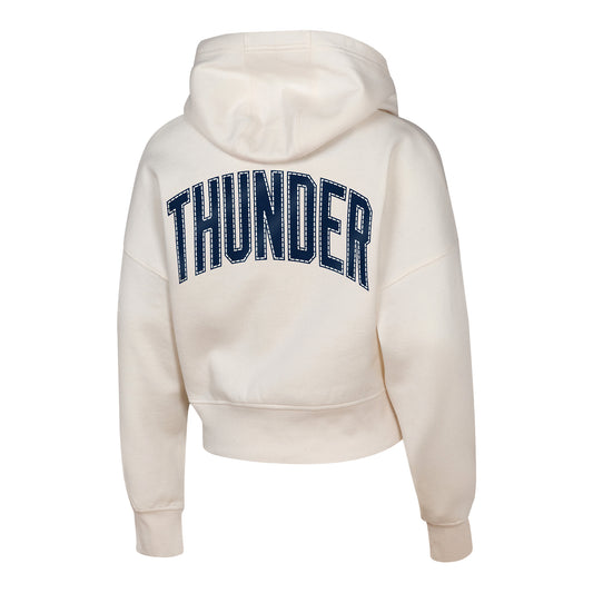 Youth Oklahoma City Thunder Outerstuff Franchise Player Crop Hooded Sweatshirt in White - Back View