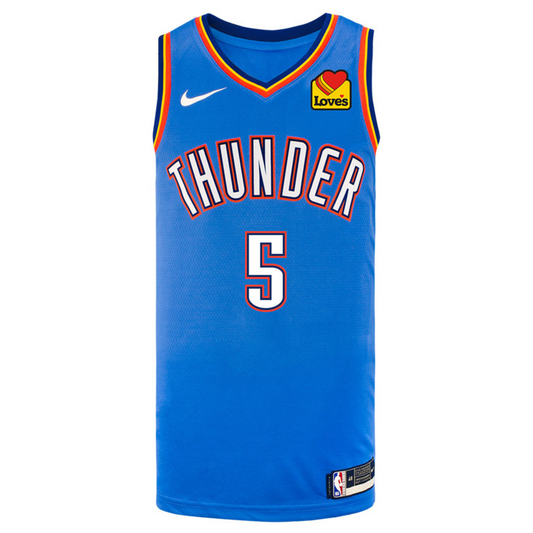Youth Oklahoma City Thunder NBA Finals Luguentz Dort Icon Swingman Jersey 2024-25 in Blue - Front View