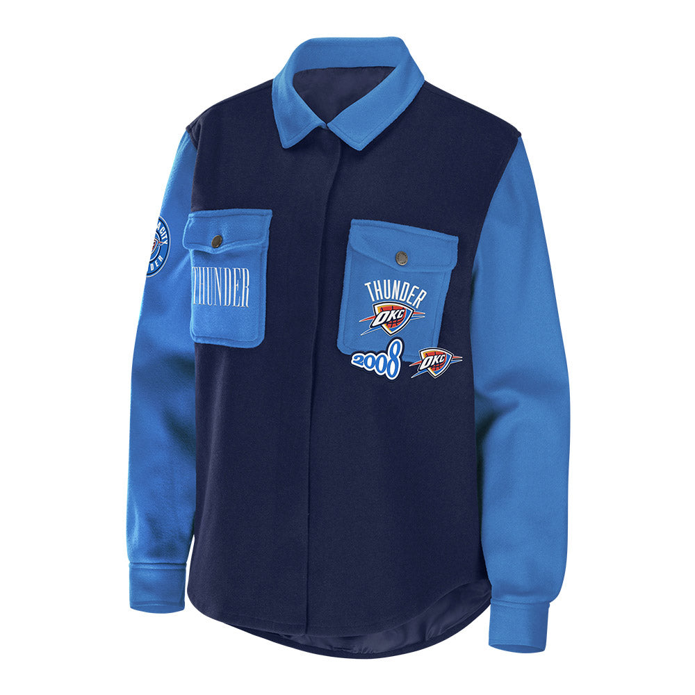 LADIES OKLAHOMA CITY THUNDER WEAR BY ERIN ANDREWS COLORBLOCK SHACKET