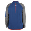NEW ERA OKC THUNDER 1/4 ZIP COLOR BLOCK JACKET IN BLUE & GREY - BACK VIEW