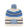 THUNDER '47 BRAND HONE PATCH KNIT IN WHITE & BLUE - FRONT VIEW