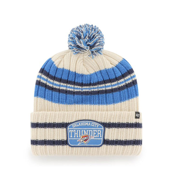 THUNDER '47 BRAND HONE PATCH KNIT IN WHITE & BLUE - FRONT VIEW