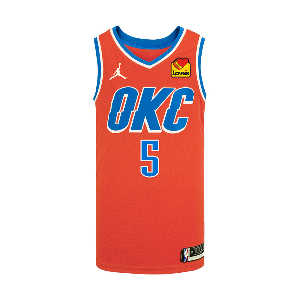Luguentz Dort Nike Youth Statement Swingman Jersey in Orange - Front View