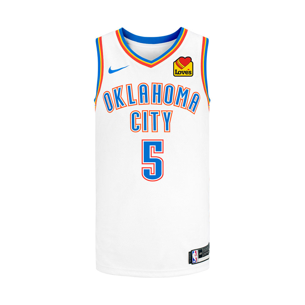 Luguentz Dort Nike Youth Association Swingman Jersey in White - Front View