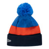 NEW ERA THUNDER TRIBLOCK YOUTH KNIT HAT IN BLUE & ORANGE - BACK VIEW
