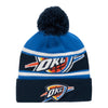 THUNDER CALLOUT YOUTH KNIT HAT IN BLUE - FRONT VIEW