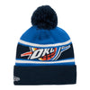 THUNDER CALLOUT YOUTH KNIT HAT IN BLUE - BACK VIEW