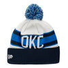 NEW ERA THUNDER RETRO CUFF YOUTH KNIT HAT IN BLUE & WHITE - BACK VIEW