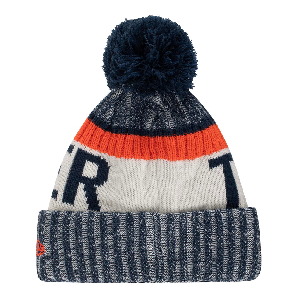 NEW ERA THUNDER SPORT YOUTH KNIT HAT IN GREY, WHITE & ORANGE - BACK VIEW