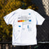 LOUD & LOYAL x OKLAHOMA CITY THUNDER "CUT FROM A DIFFERENT CLOTH" SHORT SLEEVE IN WHITE - LIFESTYLE IMAGE OF BACK GRAPHICS