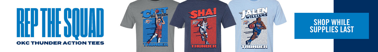 REP THE SQUAD OKC THUNDER ACTION TEES | SHOP WHILE SUPPLIES LAST