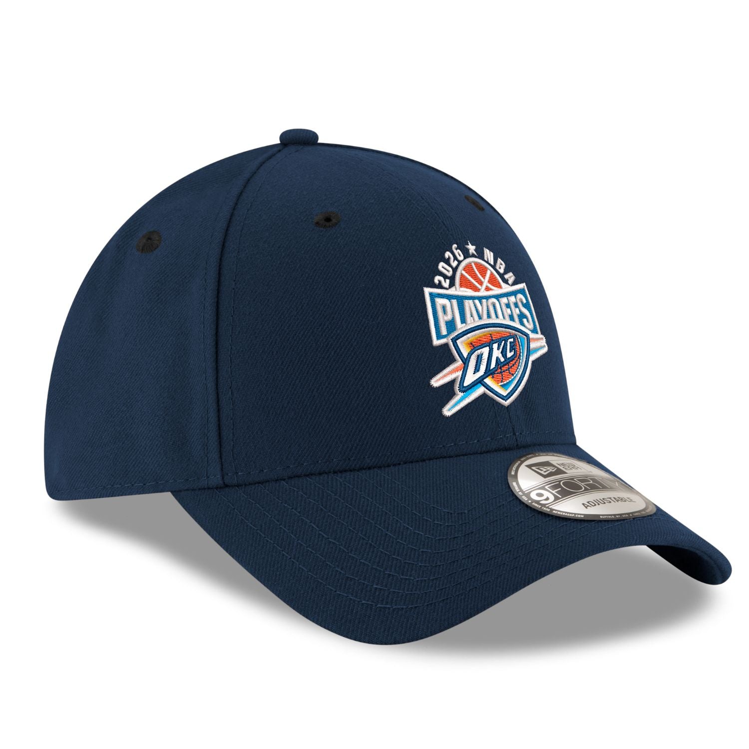 Youth OKC Thunder New Era 9Forty 2026 Playoffs Basketball Hat in Blue - Front Right View