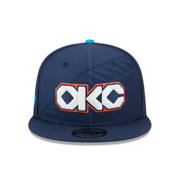 YOUTH 2025-26 CITY EDITION OKC THUNDER NEW ERA 950 SNAPBACK in Blue - Front View