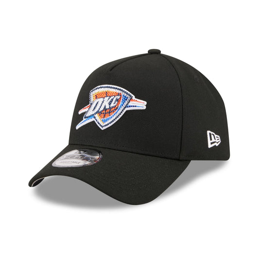 Youth OKC Thunder New Era 2026 Draft 9Forty A-Frame Hat in Black - Front Left View