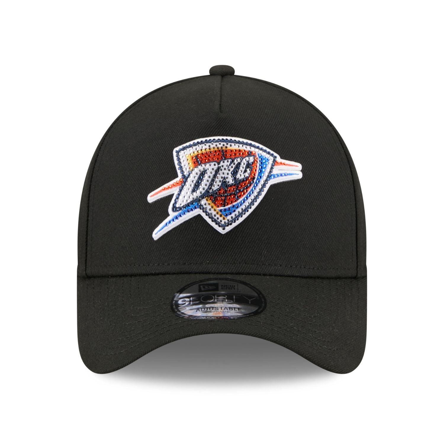 Youth OKC Thunder New Era 2026 Draft 9Forty A-Frame Hat in Black - Front View