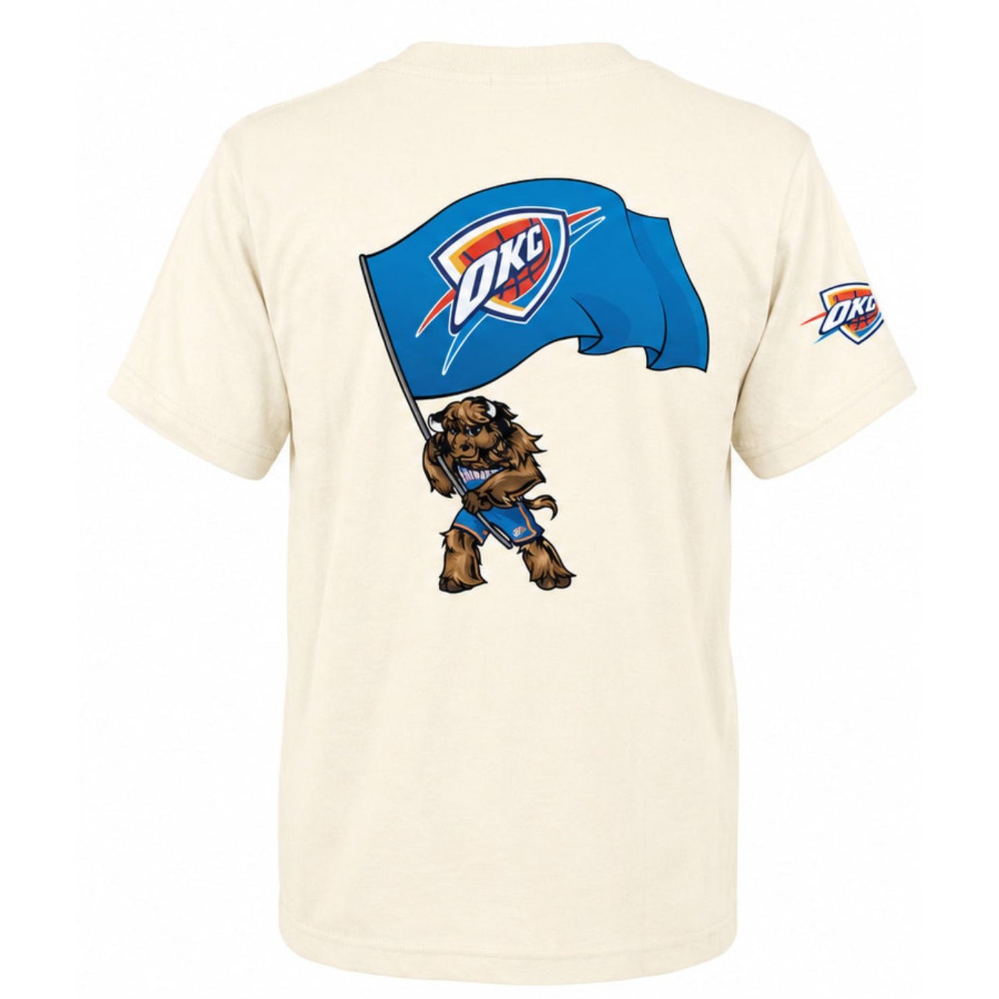 Youth OKC Thunder FISLL Rumble Flag T-Shirt in White - Back View