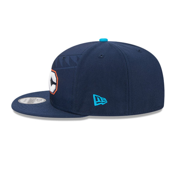YOUTH 2025-26 CITY EDITION OKC THUNDER NEW ERA 950 SNAPBACK in Blue - Left Side View
