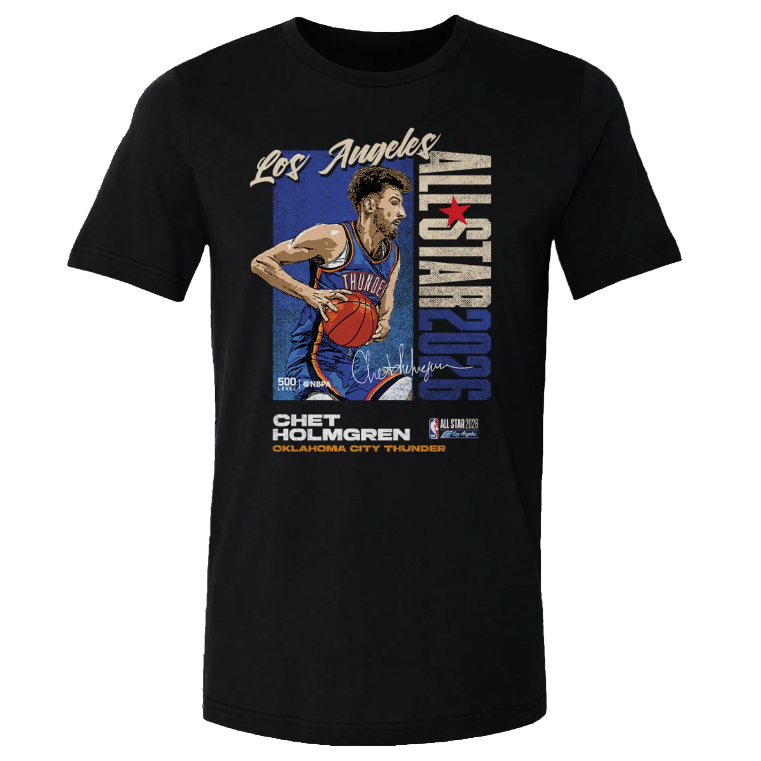 OKC Thunder 500 Level Holmgren 2026 All-Star Graphic T-Shirt in Black - Front View