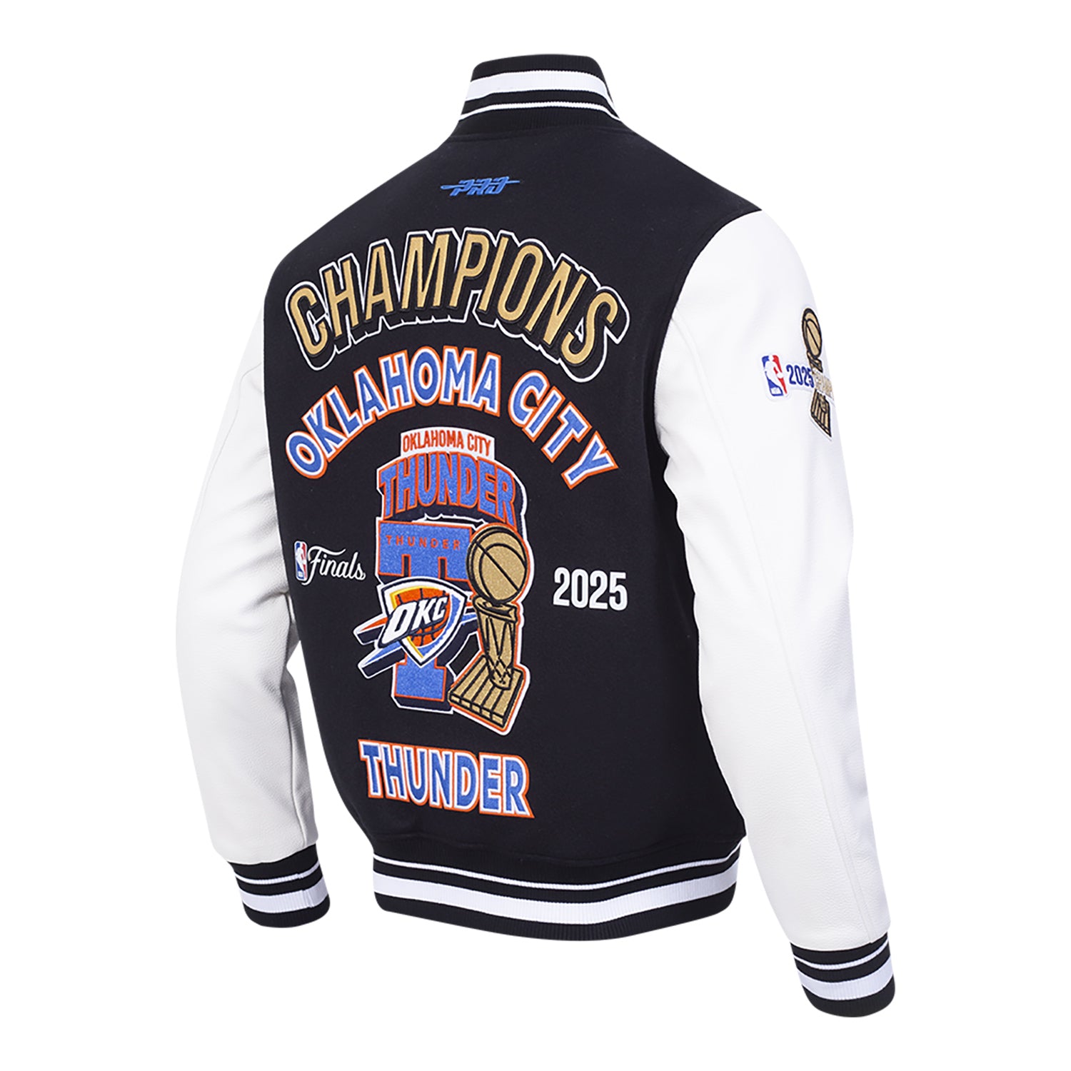 OKC THUNDER 2025 NBA CHAMPIONS PRO STANDARD VARSITY JACKET