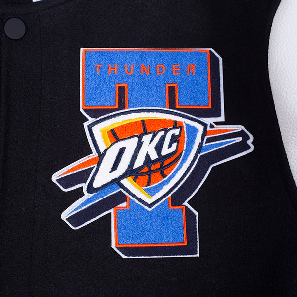 OKC Thunder 2025 NBA Champions Pro Standard Varsity Jacket - Chest Detail View