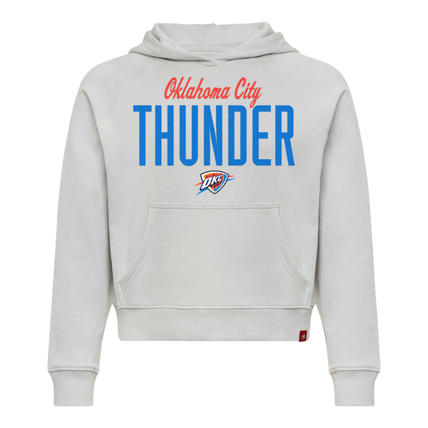 Ladies Oklahoma City Thunder Sportiqe Ella Hollow Applique Hooded Sweatshirt in Grey - Front View