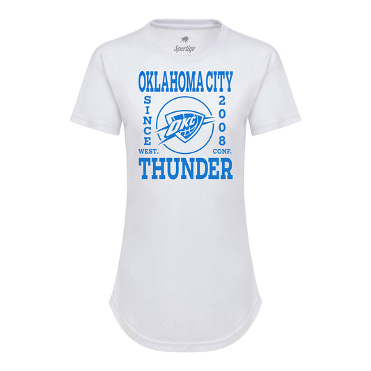 Ladies Oklahoma City Thunder Sportiqe Phoebe Boomer T-Shirt in White - Front View