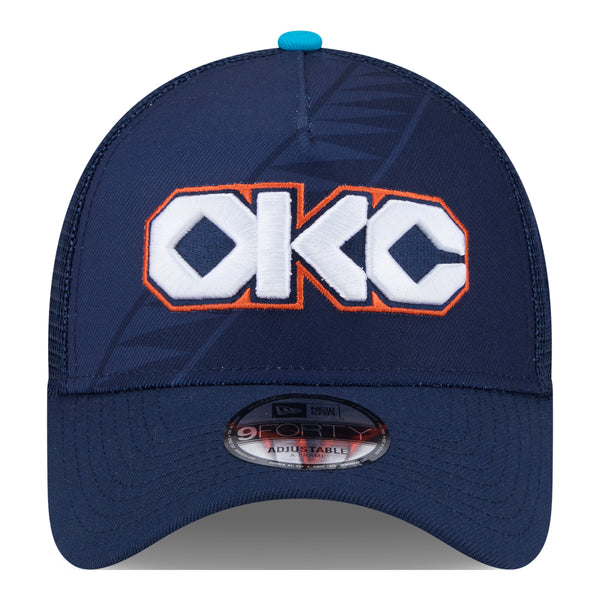 2025-26 CITY EDITION OKC THUNDER NEW ERA 940AF TRUCKER in Blue - Front View