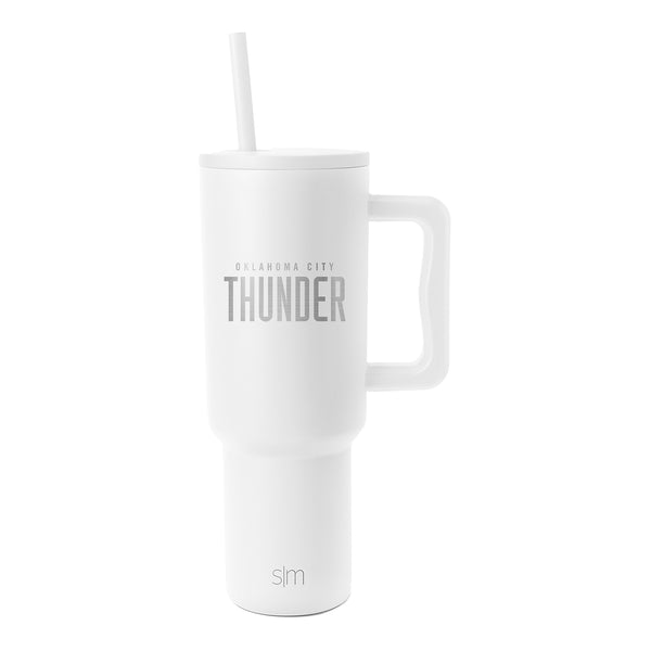 OKLAHOMA CITY THUNDER 40 OZ LASER ENGRAVED TREK TUMBLER - front view