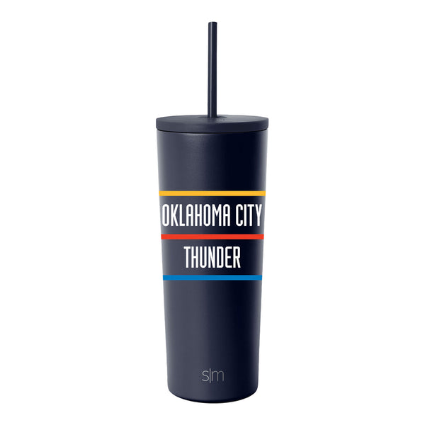 Oklahoma City Thunder 3 Stripe Wordmark 24 oz Classic Tumbler In Black - Side View