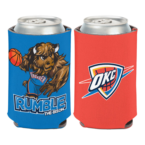 Oklahoma City Thunder Rumble 12 oz Can Cooler In Orange & Blue - Front View