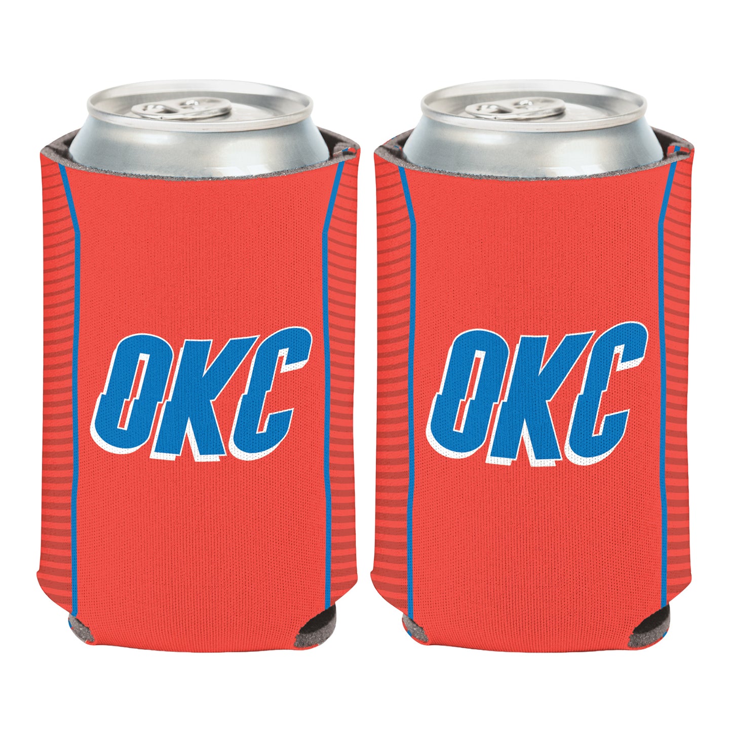 OKLAHOMA CITY THUNDER STATEMENT 12 OZ CAN COOLER in Orange - Front and Back View