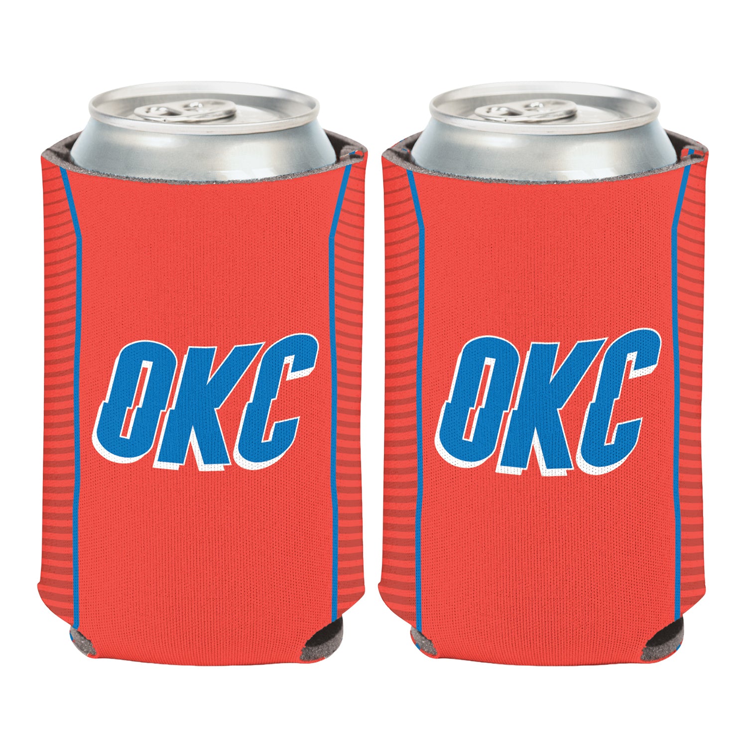 OKLAHOMA CITY THUNDER STATEMENT 12 OZ CAN COOLER in Orange - Front and Back View