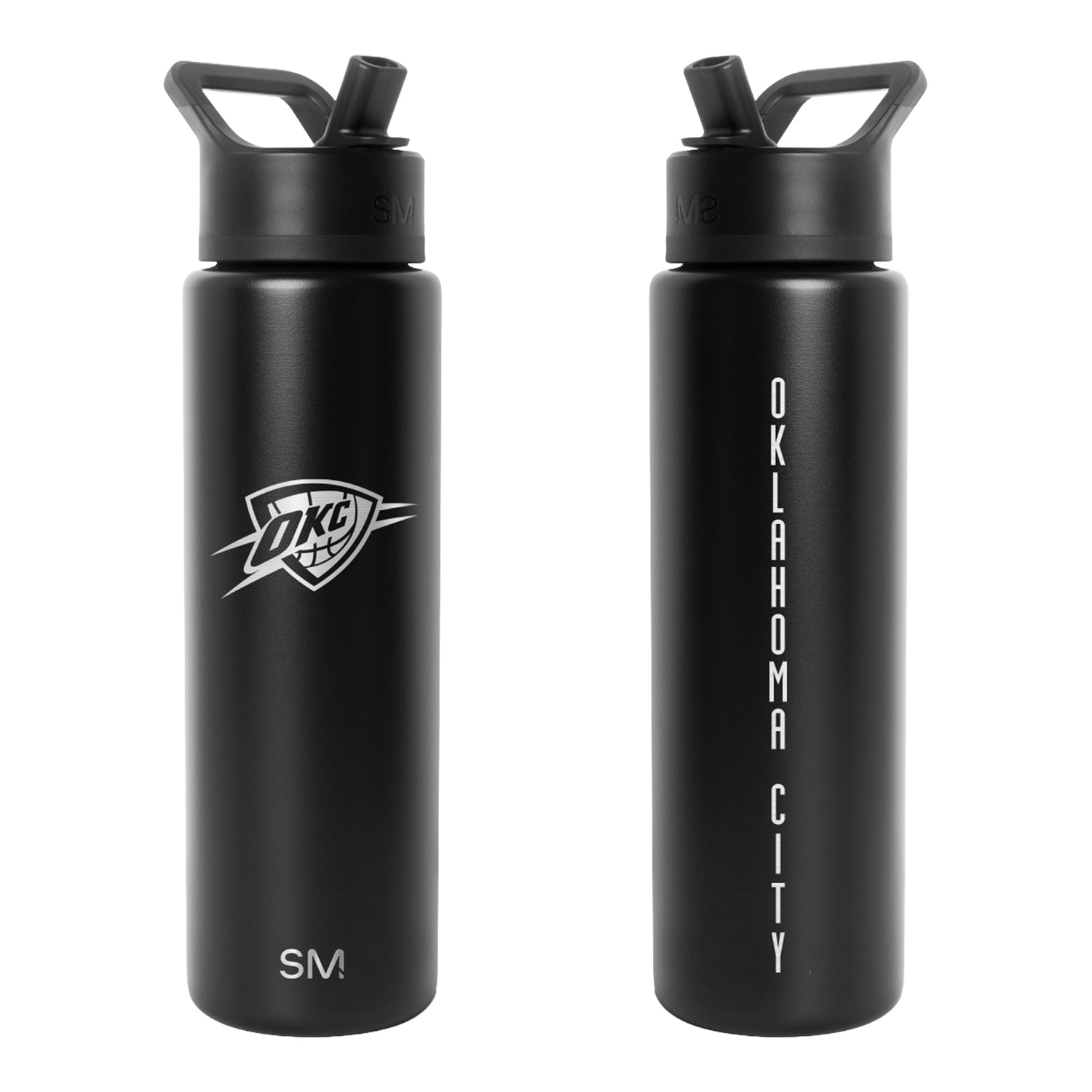 OKLAHOMA CITY THUNDER PRIMARY 30 OZ SUMMIT 2.0 BOTTLE In Black - Front and Back View