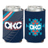 2025-26 OKLAHOMA CITY THUNDER CITY EDITION 12 OZ CAN COOLER in Blue - Front and Back View