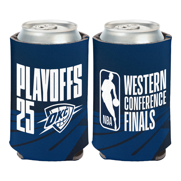 Oklahoma City Thunder 2025 Western Conference Finals 12 Oz Can Cooler In Blue - Front And Back View