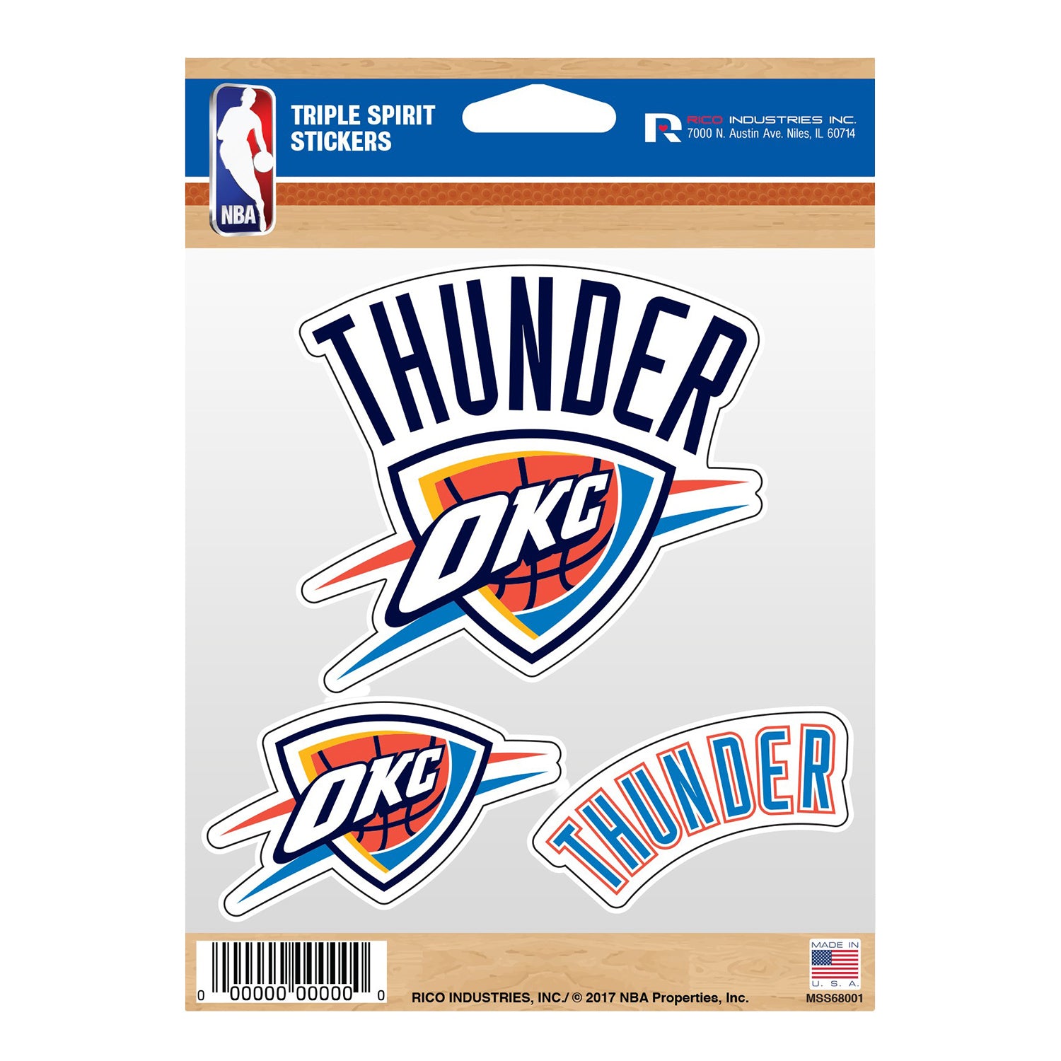 OKLAHOMA CITY THUNDER TRIPLE SPIRIT DECAL SET