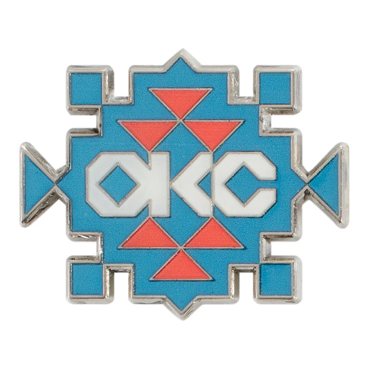 OKLAHOMA CITY THUNDER NATIVE PATTERN HATPIN In Blue - Front View