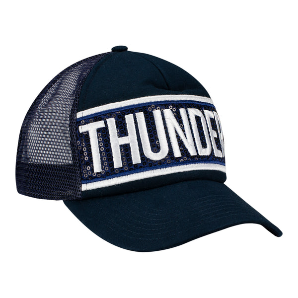 THUNDER GLIMMER TEXT WOMEN'S ADJUSTABLE HAT In Blue - Front Right View