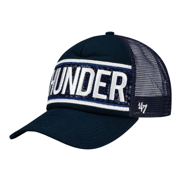 THUNDER GLIMMER TEXT WOMEN'S ADJUSTABLE HAT In Blue - Front Left View