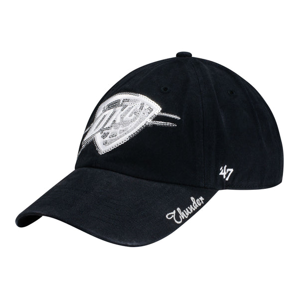 47 BRAND OKLAHOMA CITY THUNDER WOMENS BLACK SPARKLE 47 CLEAN UP HAT - ANGLED LEFT SIDE VIEW