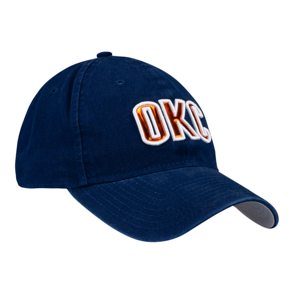 WOMEN'S NEW ERA THUNDER ADJUSTABLE HAT IN BLUE - ANGLED RIGHT SIDE VIEW