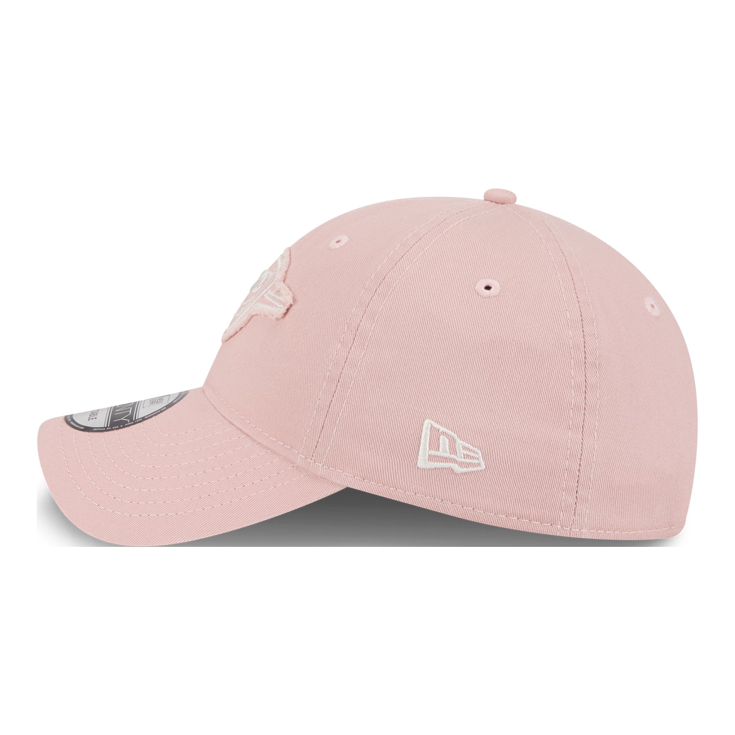 LADIES OKC THUNDER NEW ERA 920 FRAYED ADJUSTABLE HAT in Pink - Left Side View